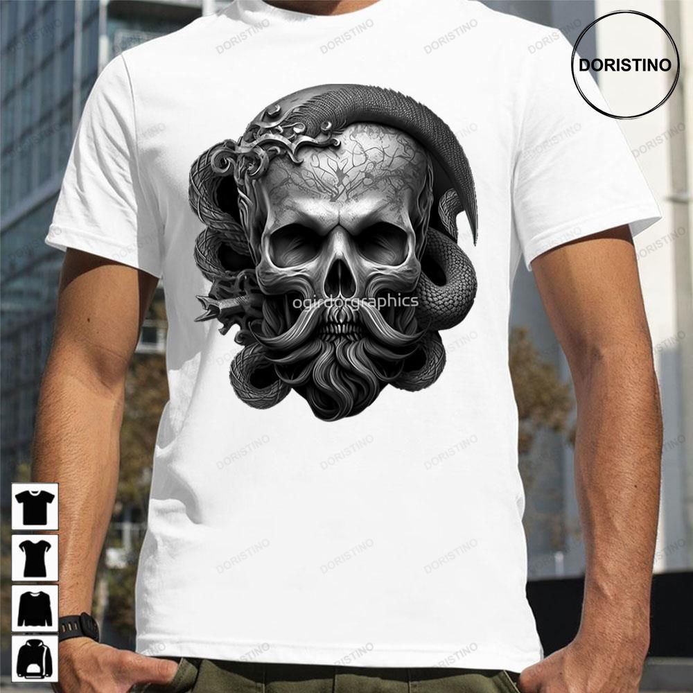 Skull Beard Gold Snake Dark Pirate Emperor Serpent Sinister Black Awesome Shirts